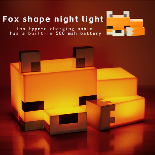 Fox-Shaped Night Light – USB-C Rechargeable, Built-in 500mAh Battery, Cute Desk Lamp