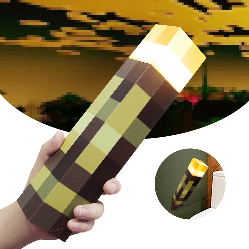 Pixel Torch Night Light – Game-Inspired, Adjustable Brightness & Sound-Activated, Wall or Base Mountable