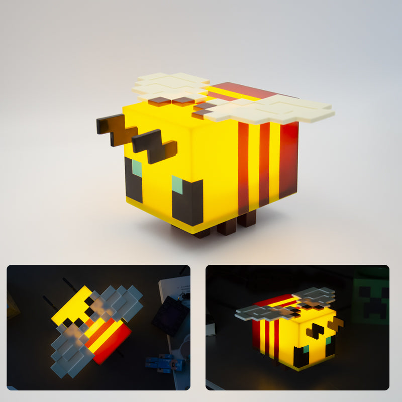 Pixel Pet: Bee Lamp โ Cute Pixel Bee Night Light, Soft LED Glow, One-Button Control, USB Rechargeable, Game-Inspired Decor