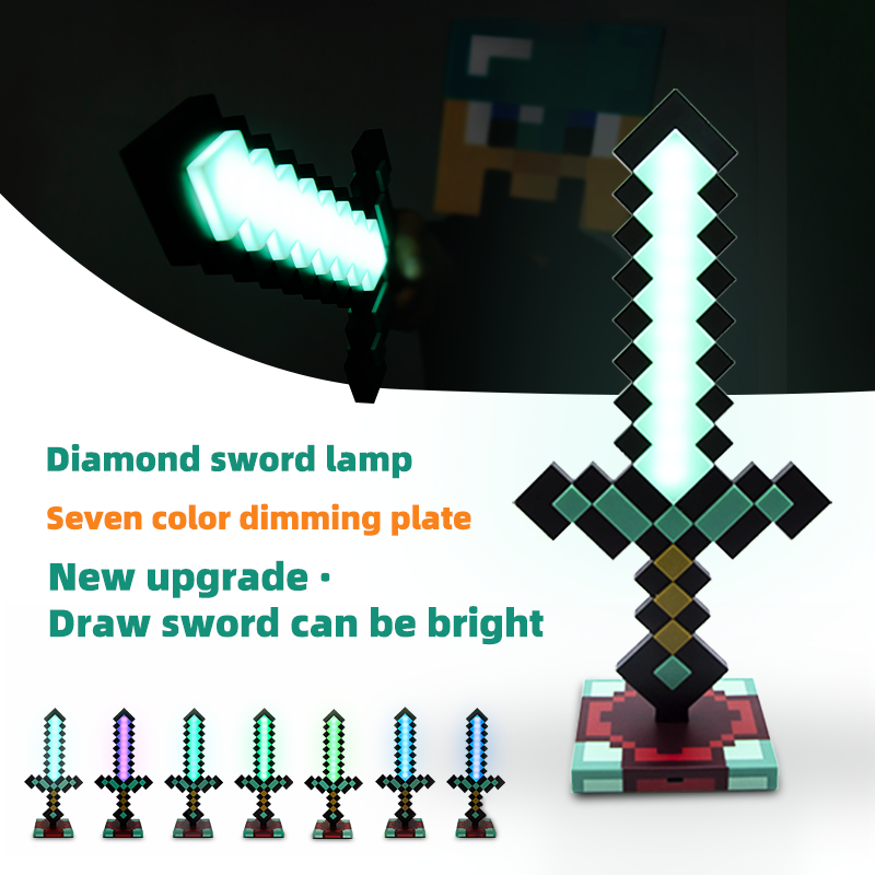 DIYCOM Pixel Diamond Sword Lamp â Interactive Draw-to-Light Design, 7 Colors, Gamer Room Must-Have