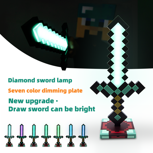 DIYCOM Pixel Diamond Sword Lamp – Interactive Draw-to-Light Design, 7 Colors, Gamer Room Must-Have