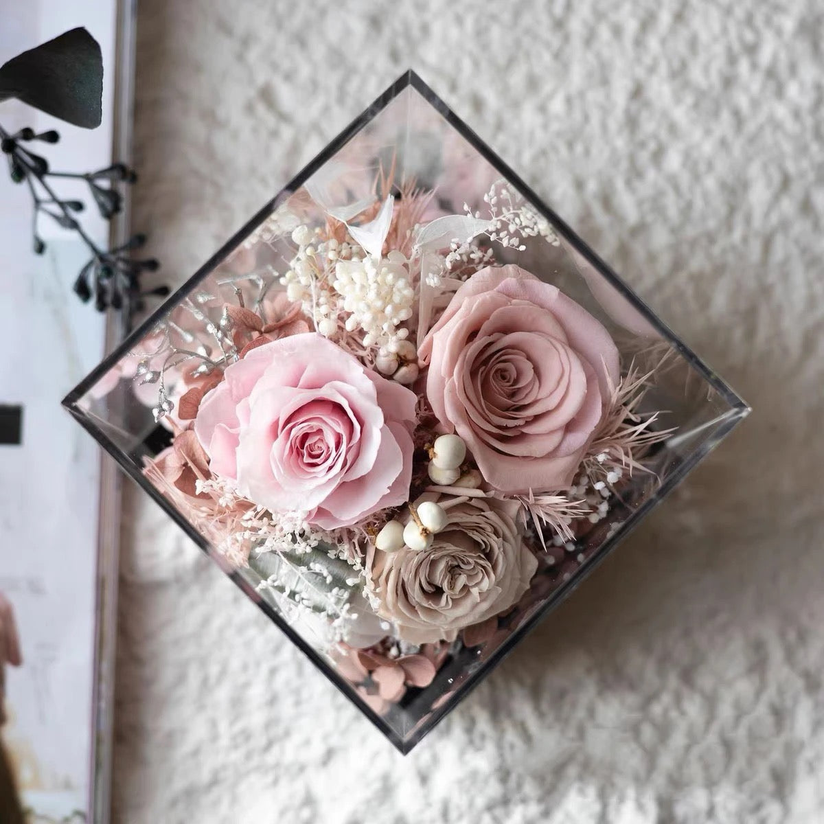 Timeless Beauty Preserved Flower in Glass Dome