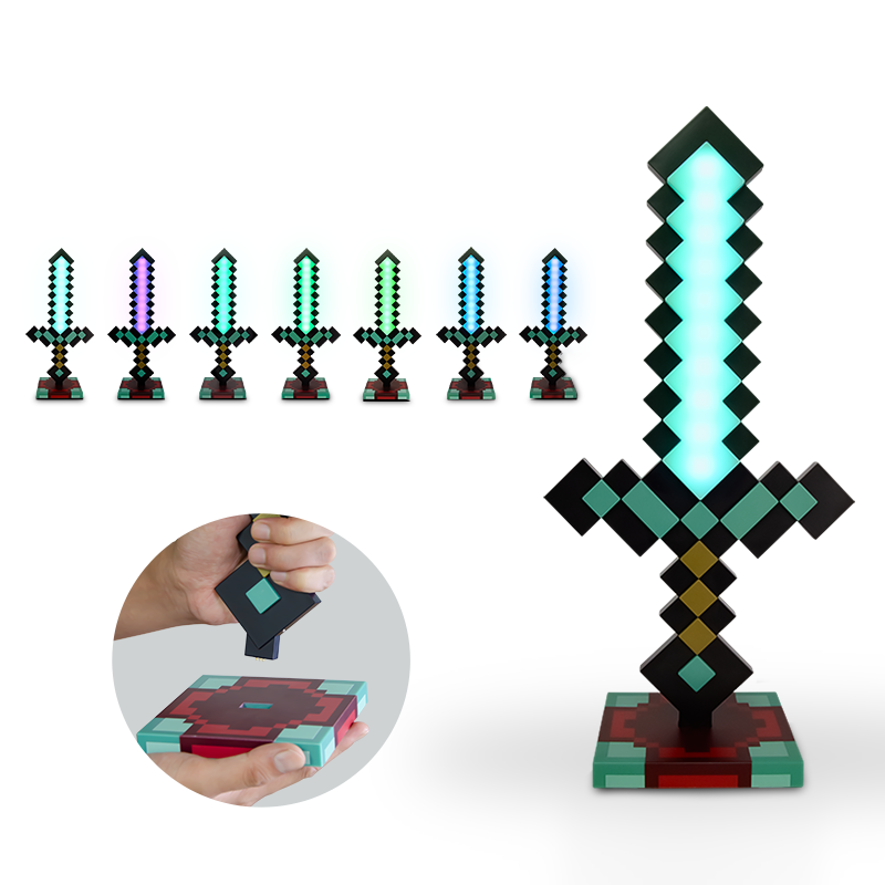 DIYCOM Pixel Diamond Sword Lamp â Interactive Draw-to-Light Design, 7 Colors, Gamer Room Must-Have