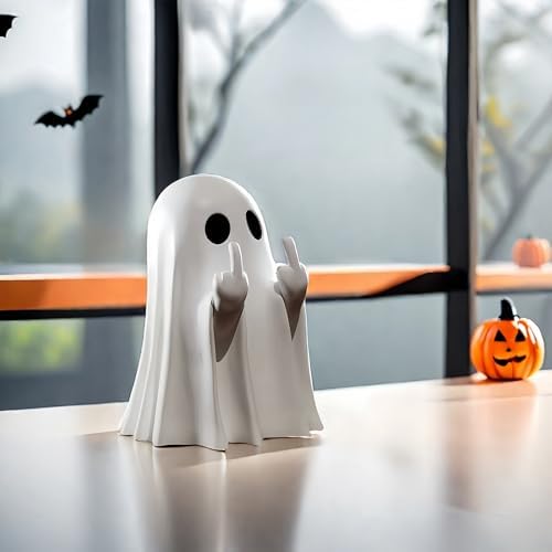 Halloween Ghost Figurine - Spooky Resin Ghost Statue, Cute Finger Ghost Ornaments