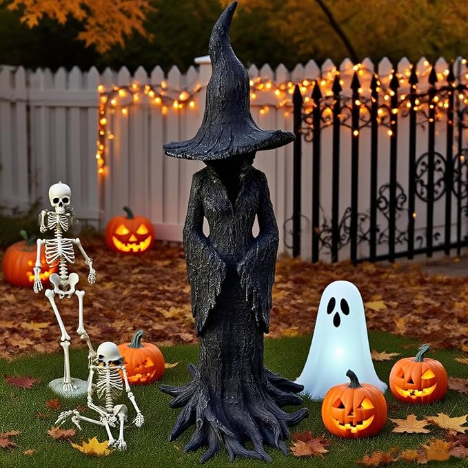 Cracker Barrel Witch Statue – Gothic Halloween Resin Figurine