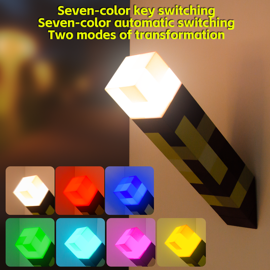 DIYCOM Seven-Color Pixel Night Light – Automatic & Manual Color Switching, Two Transformation Modes, Eco-Friendly & Safe