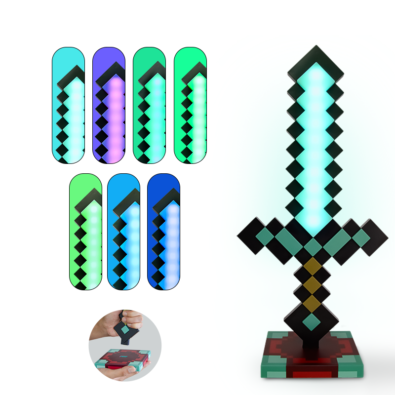 DIYCOM Pixel Diamond Sword Lamp â Interactive Draw-to-Light Design, 7 Colors, Gamer Room Must-Have