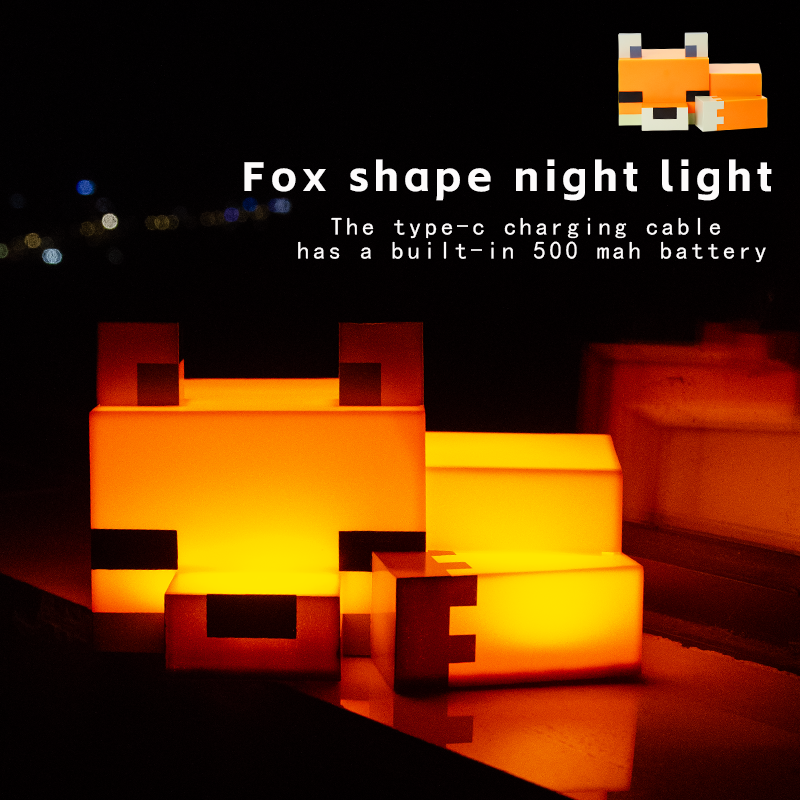 Fox-Shaped Night Light – USB-C Rechargeable, Built-in 500mAh Battery, Cute Desk Lamp