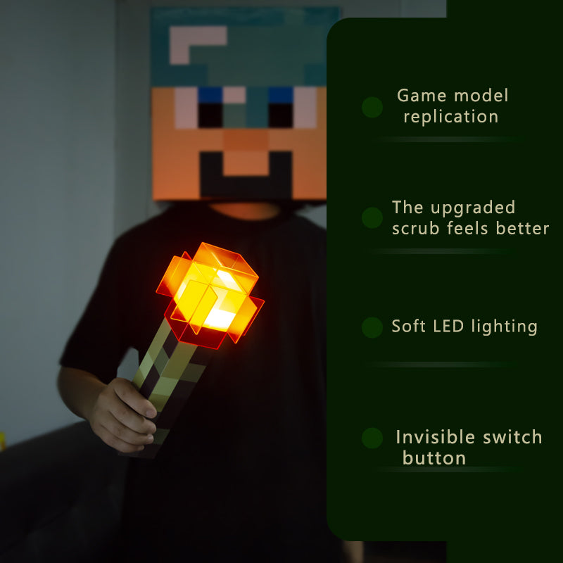 Pixel Style Red Stone Torch – Wall-Mountable, Game-Inspired Design, Built-in 500mAh Battery