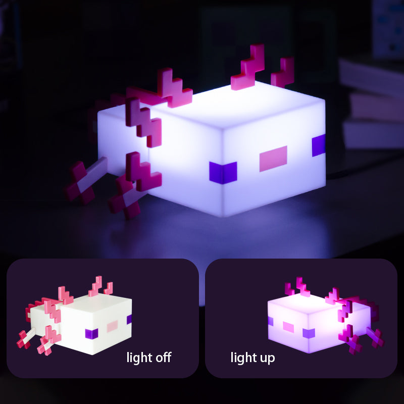 Pixel Pet "Newt" Night Light โ Cute Axolotl, 5-Color LED, One-Click Operation, Rechargeable, Long-Lasting, Game-Inspired Design