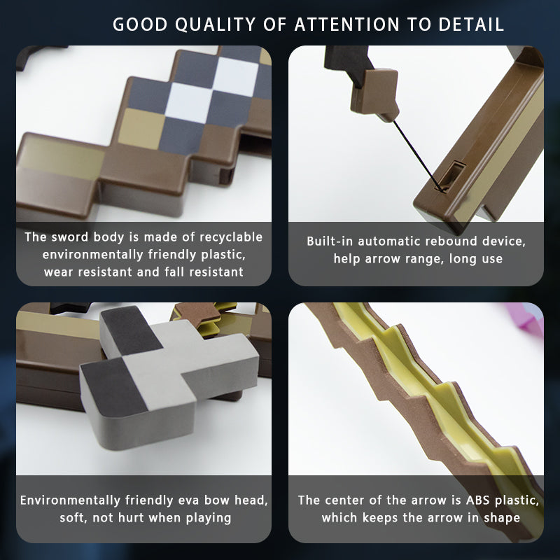 Pixel Bow & Arrow – Game-Inspired Prop, Safe & Eco-Friendly Material, Realistic Pixel Design for Immersive Play