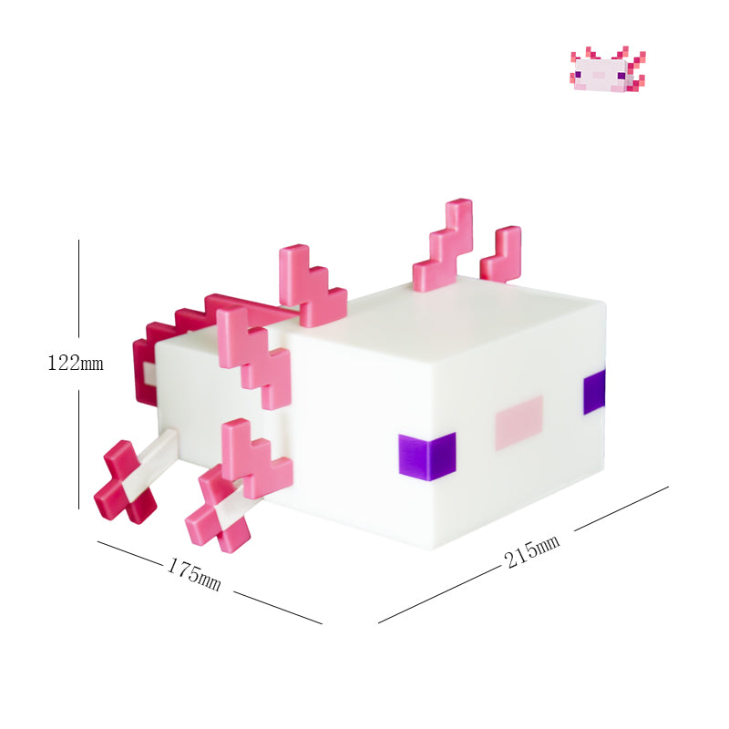 Pixel Pet "Newt" Night Light โ Cute Axolotl, 5-Color LED, One-Click Operation, Rechargeable, Long-Lasting, Game-Inspired Design