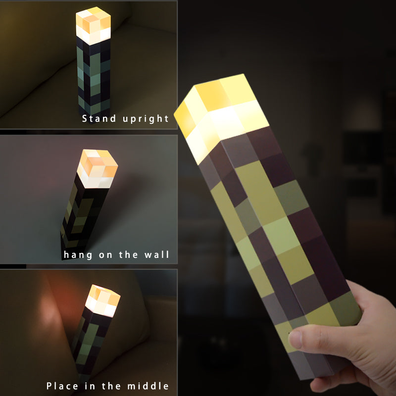 Pixel Torch Night Light – Game-Inspired, Adjustable Brightness & Sound-Activated, Wall or Base Mountable