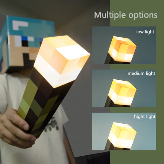 Pixel Torch Night Light – Game-Inspired, Adjustable Brightness & Sound-Activated, Wall or Base Mountable
