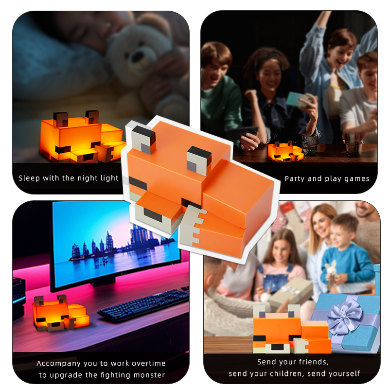 Fox-Shaped Night Light – USB-C Rechargeable, Built-in 500mAh Battery, Cute Desk Lamp