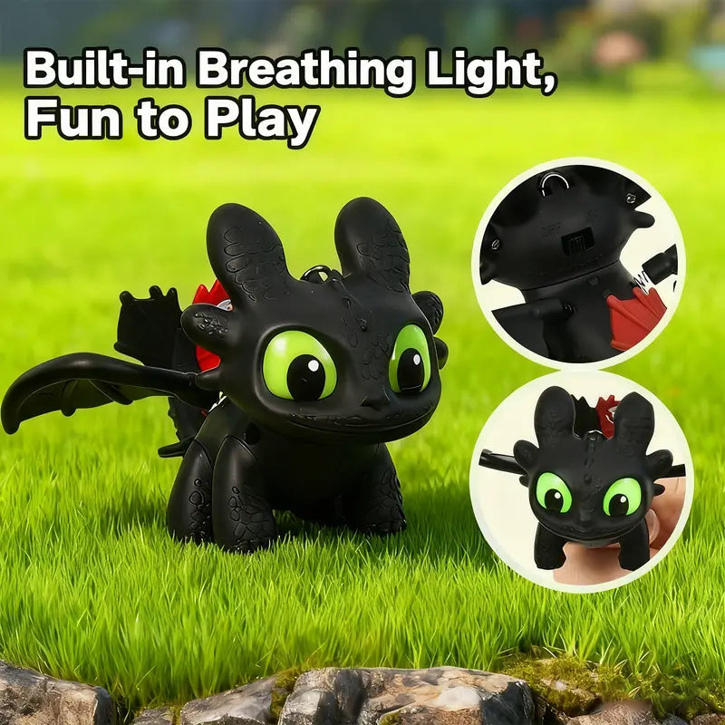How to Train Your Dragon Night Fury Dragon Keychain Glow in the Dark Mini Dragon Pendant with Moving Wings