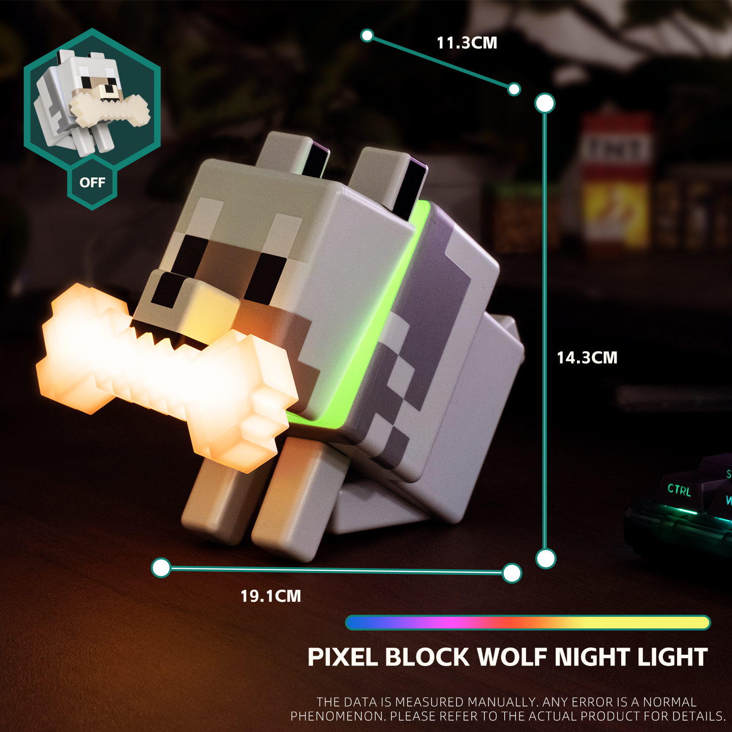 PIXEL BLOCK WOLF NIGHT LIGHT™