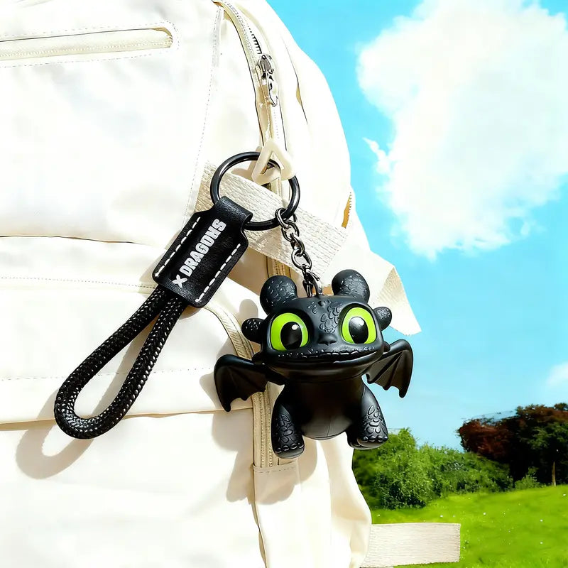 How to Train Your Dragon Night Fury Dragon Keychain Glow in the Dark Mini Dragon Pendant with Moving Wings