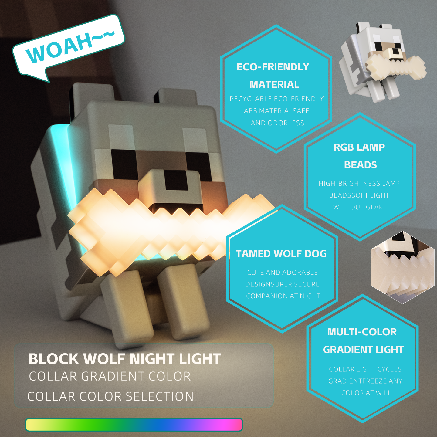 PIXEL BLOCK WOLF NIGHT LIGHT™