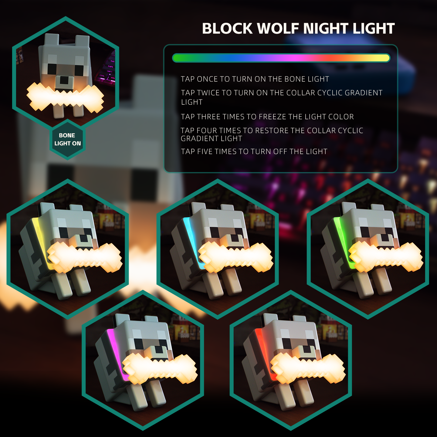 PIXEL BLOCK WOLF NIGHT LIGHT™