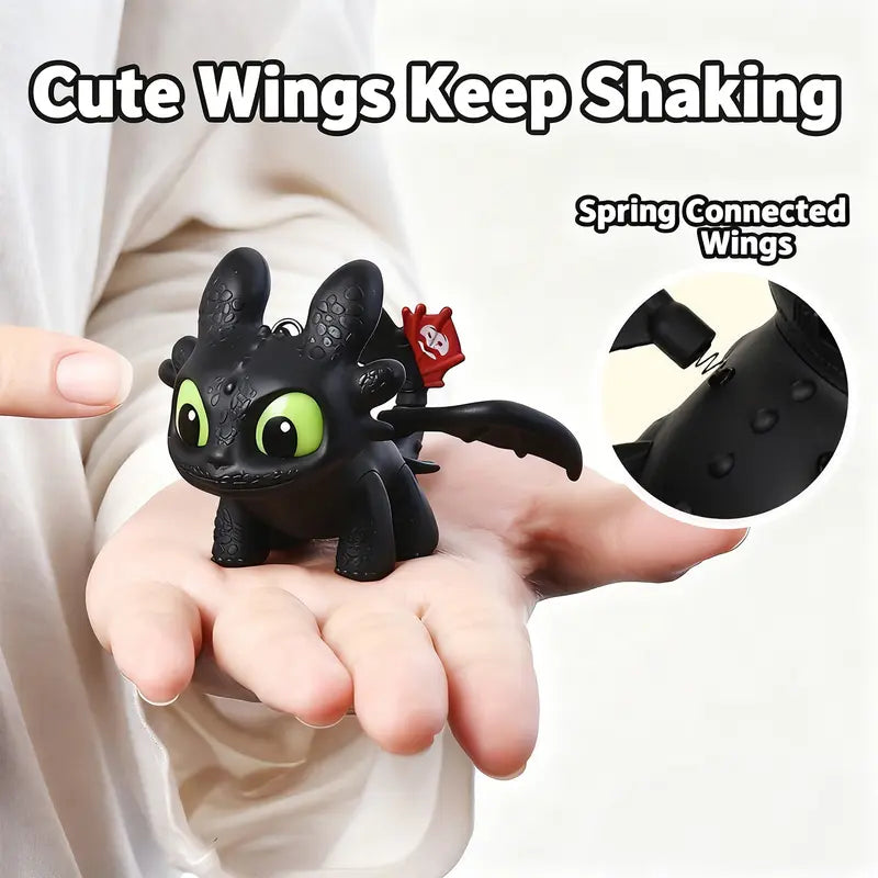 How to Train Your Dragon Night Fury Dragon Keychain Glow in the Dark Mini Dragon Pendant with Moving Wings