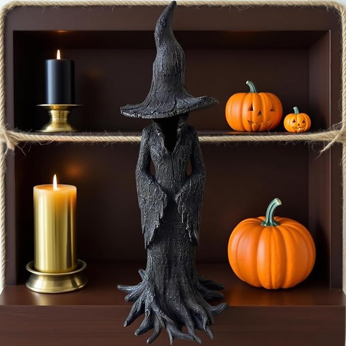 Cracker Barrel Witch Statue – Gothic Halloween Resin Figurine