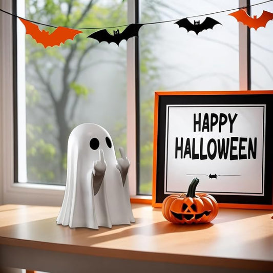Halloween Ghost Figurine - Spooky Resin Ghost Statue, Cute Finger Ghost Ornaments