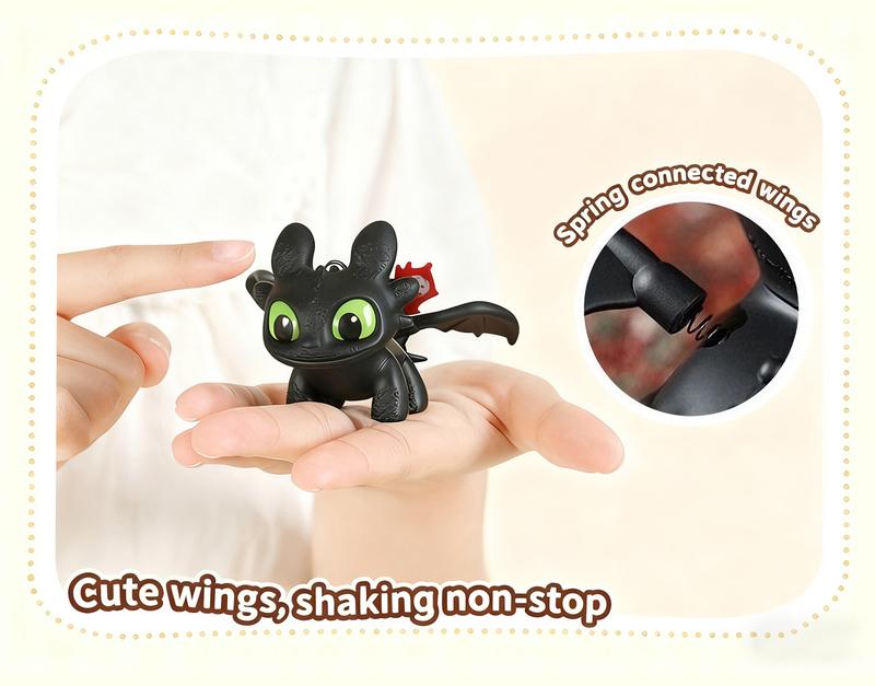 How to Train Your Dragon Night Fury Dragon Keychain Glow in the Dark Mini Dragon Pendant with Moving Wings