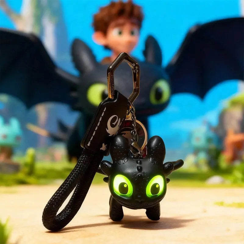 How to Train Your Dragon Night Fury Dragon Keychain Glow in the Dark Mini Dragon Pendant with Moving Wings