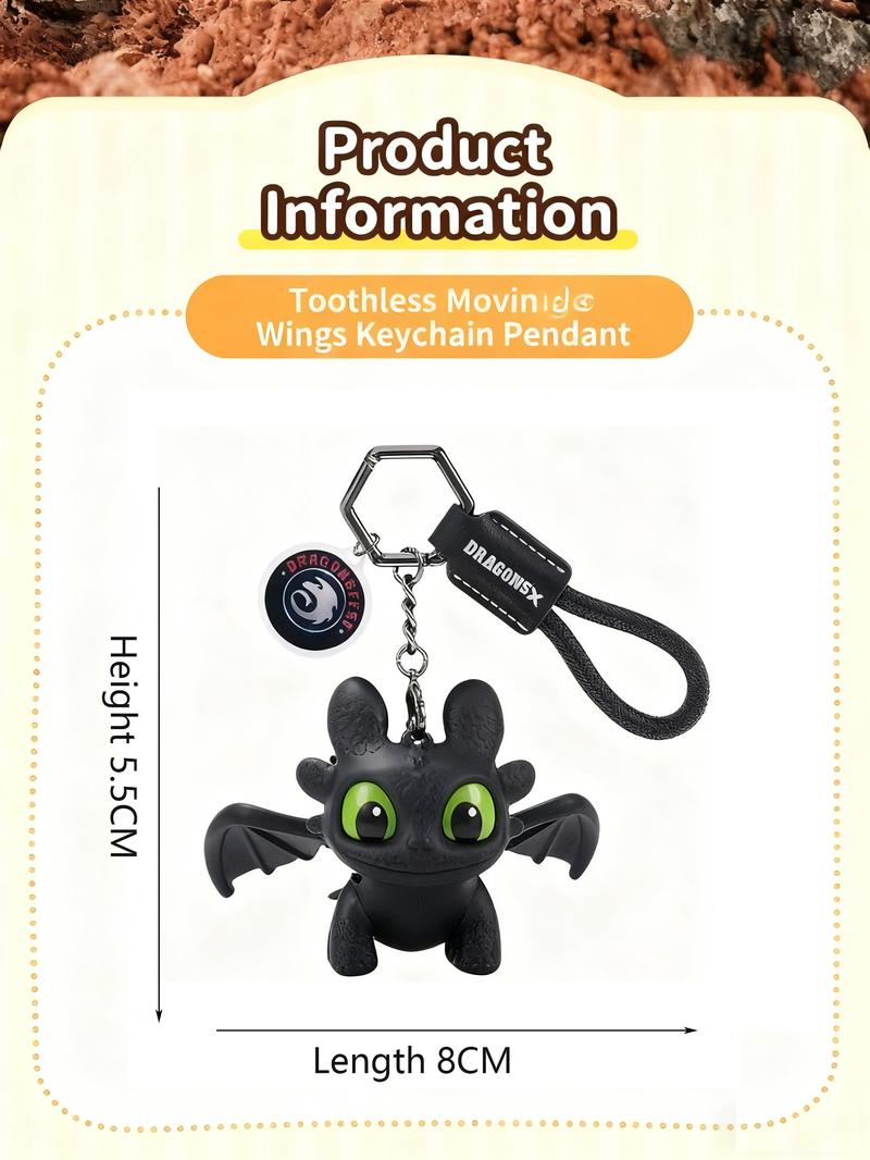 How to Train Your Dragon Night Fury Dragon Keychain Glow in the Dark Mini Dragon Pendant with Moving Wings